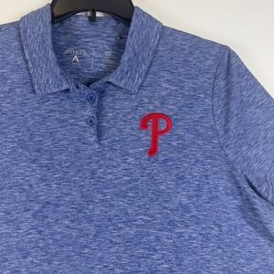 Antigua Philadelphia Phillies Polo MLB Heather Blue Performance Women's 2XL